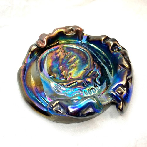 VTG 1979 Grateful Dead Art Glass Ashtray Steal Your Face Skull Signed