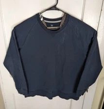 Mack Weldon Navy Crewneck Stretch Cotton V-Stitch Preppy Modern (Flaws Read) 