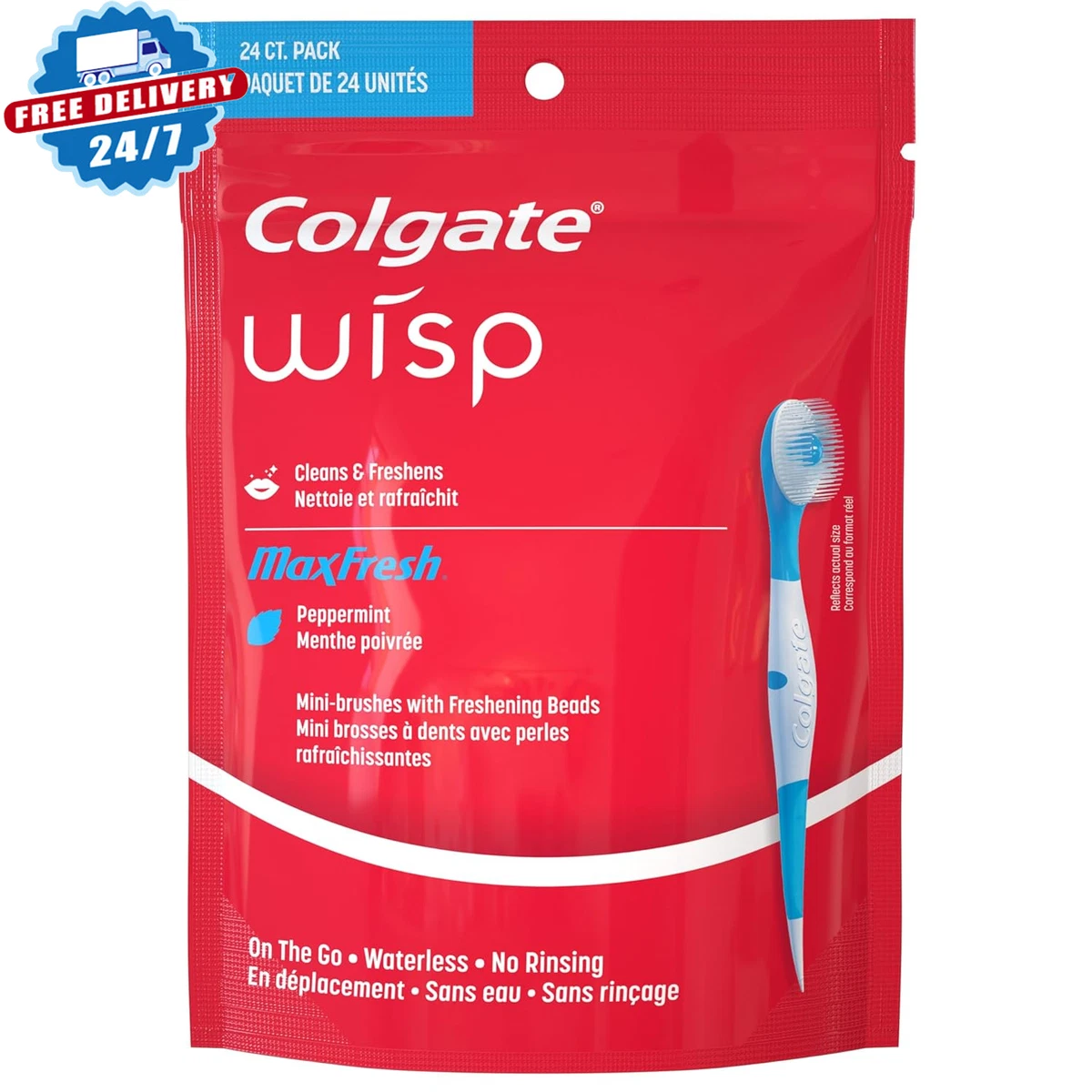 Max Fresh Wisp Disposable Mini Toothbrushes Peppermint 24 Count