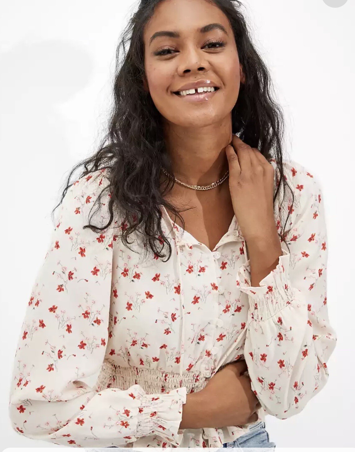 American Eagle AE Printed Button-Up Bubble Pink F… - image 3