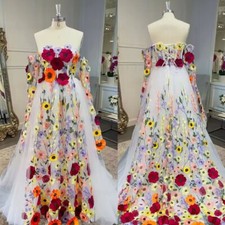 Flower Fairy Wedding Dresses Short Sleeve Long Luxury Wedding Gowns Lace Flowers