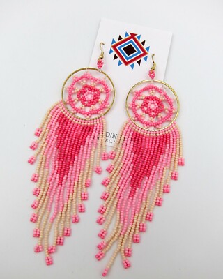 Native American Style Dream Catcher Seed Bead Earrings Handmade Free  Shipping