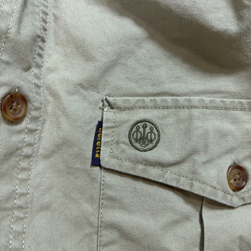 Beretta Shooting Shirt Men 2XL Tan Hunting Button Vented Safari Padded Shoulder - Picture 5 of 10