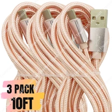3Pack 10FT/3M USB Charger Cable Heavy Duty For Apple iPhone 11 X 8 Charging Cord