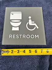 ADA Restroom Sign w Braille Frosted Acrylic 8x8 Wall Plaque