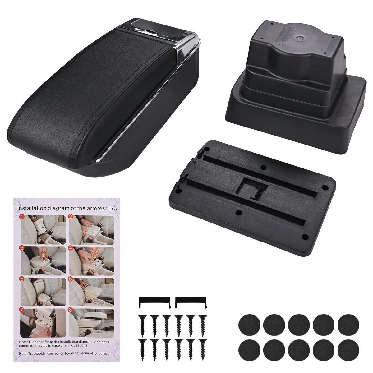Bracciolo Auto Centrale Portaoggetti Pelle Nera Ecologica per Opel Astra J 09–18 - Miniatura 3