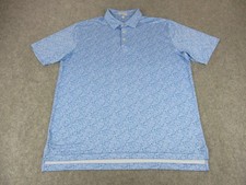 Peter Millar Polo Shirt Mens XL Blue Graphic Print Summer Comfort Performance
