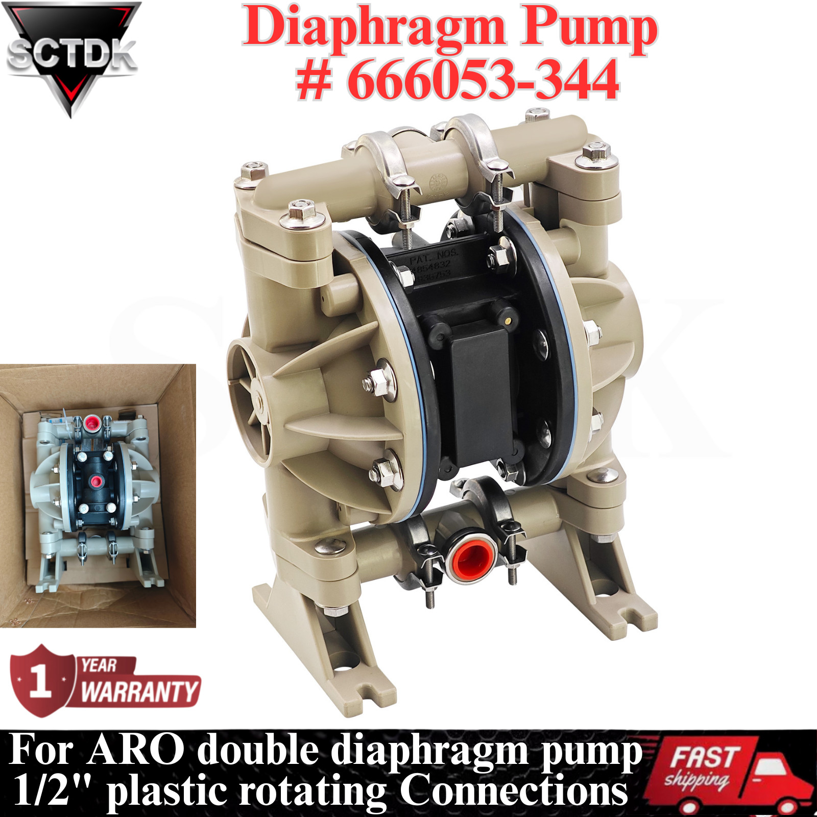 1/2" Double Diaphragm Pump Fits Ingersoll Rand ARO 666053-344 666053344