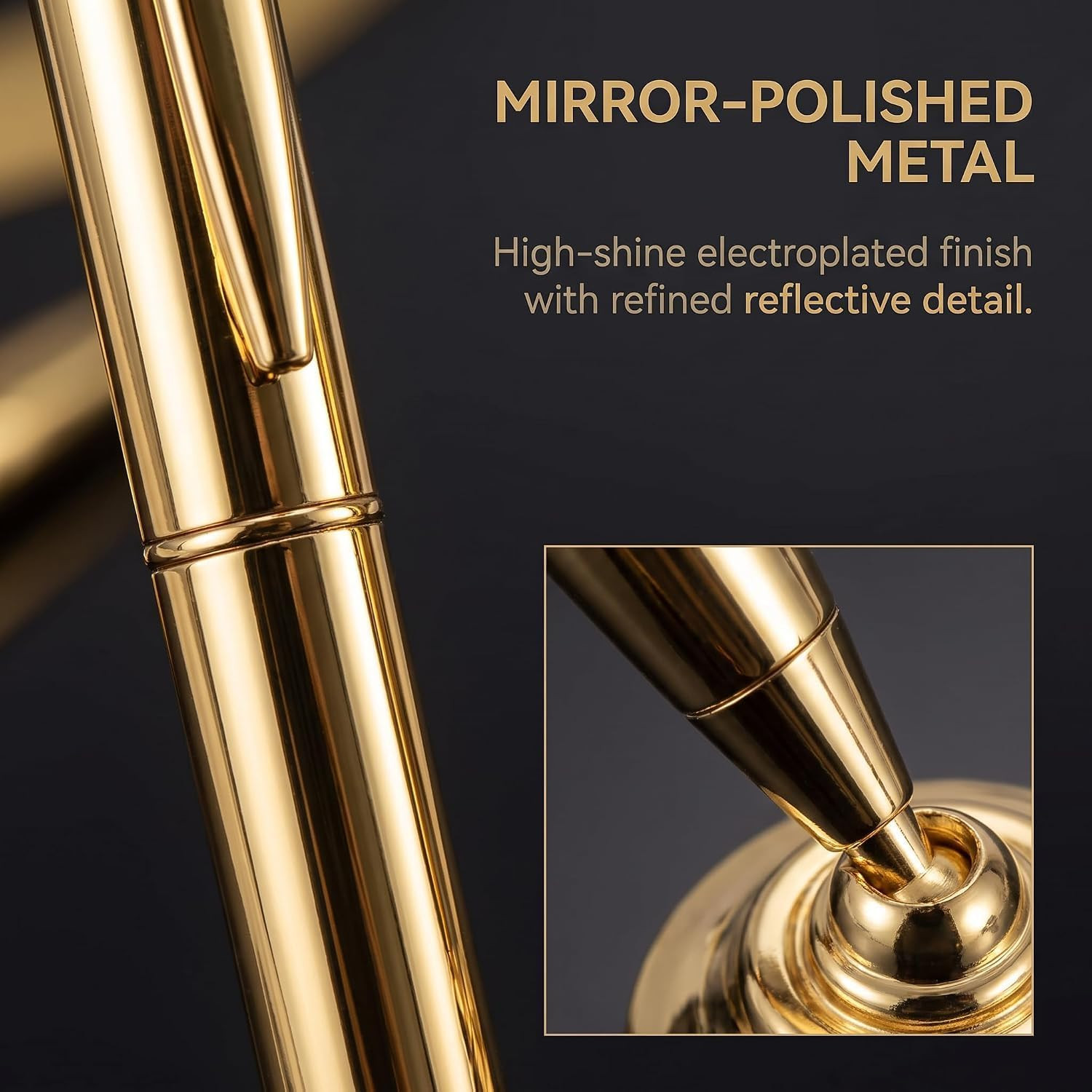 как выглядит Gold Pen And Pen Stand Round Holder Signing Set Metal Attached To Desk Base For фото