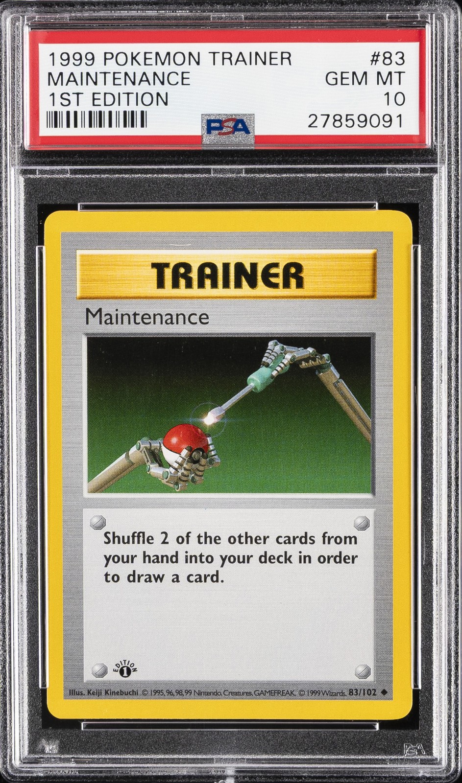 1999 POKEMON GAME 1ST EDITION #83 MAINTENANCE PSA 10