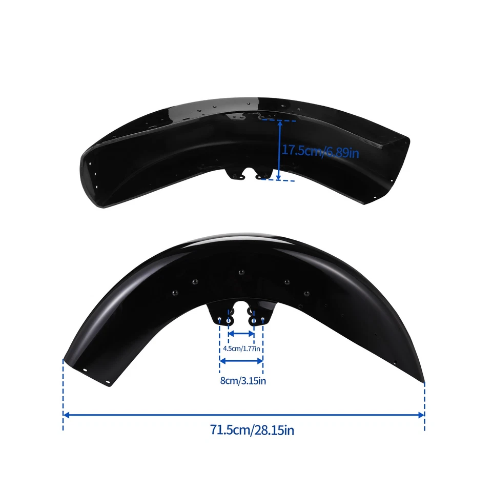 Front Wheel Fender For Harley Touring Street Road Glide 2014-2024 Vivid Black - Imagem 4 de 4