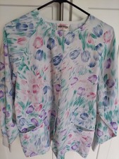 Jasco Uniform Women's Floral Scrub Top Medical Size M 14140-322-M White Purple
