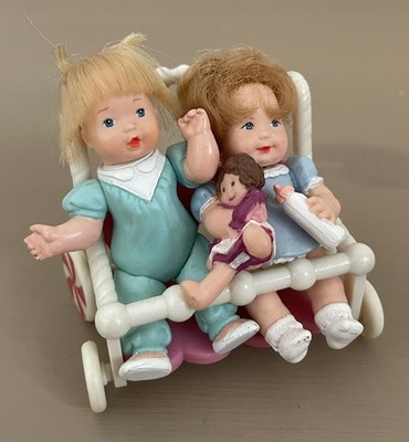 Vintage Bandai Tiny Blessings Zwillinge Puppen & Galoob Liebe Herz Süßigkeiten Kinderwagen 80er