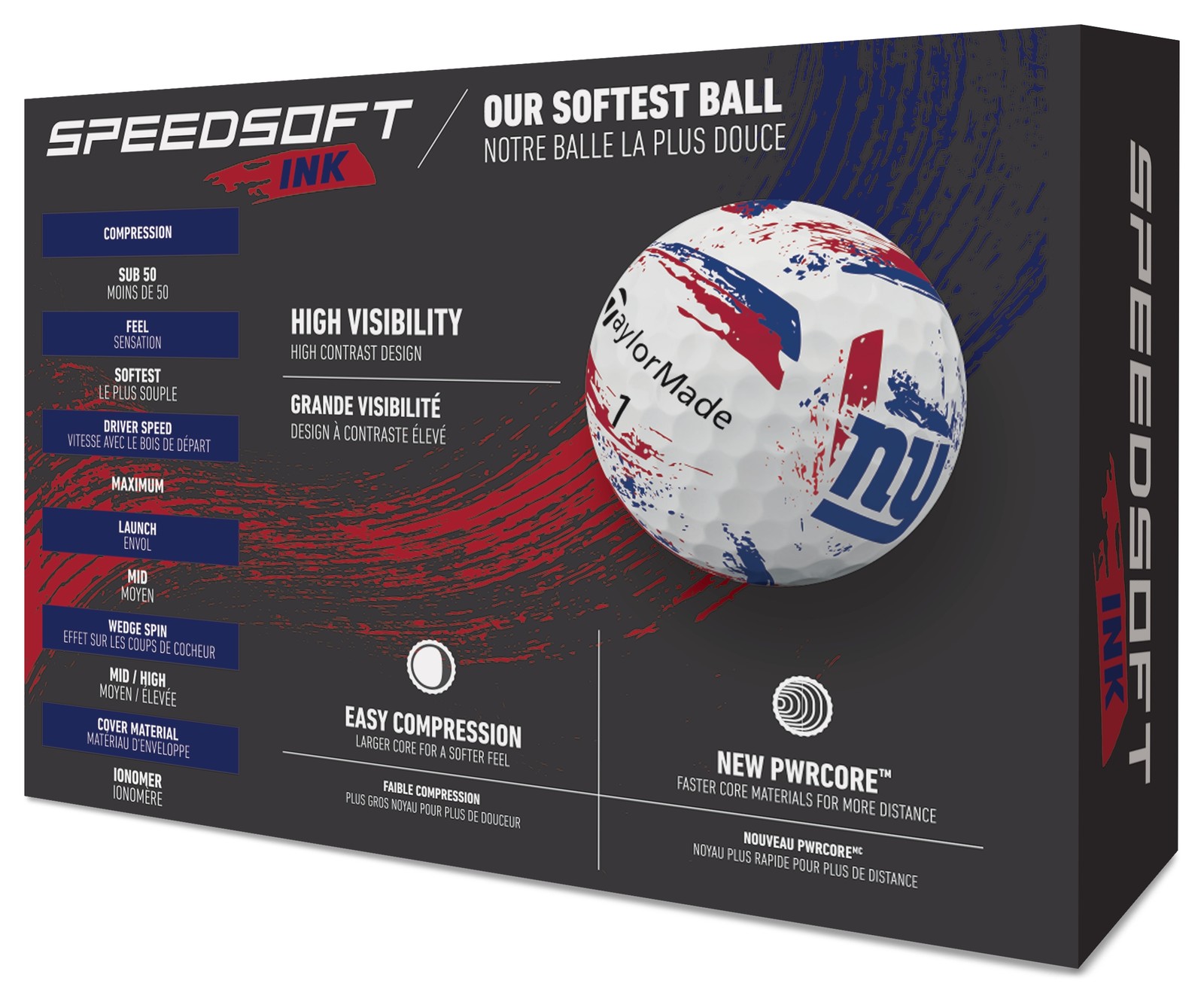 TaylorMade SpeedSoft Ink NFL 1 Dozen Golf Balls - New York Giants
