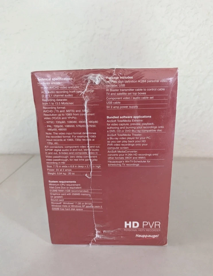 Hauppauge HD-PVR 1212 Black High Definition Personal HDTV Video Recorder NEW - Image 4 of 4