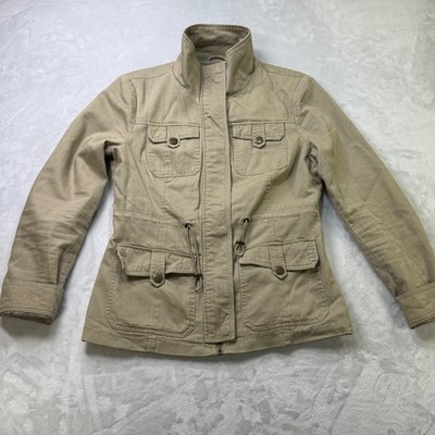 BNCI by Blanc Noir Khaki Utility Field Jacket Drawstring Waist M