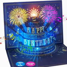 3D Pop up Birthday Cards, Musical LED Lights Birthday Cards, Greeting Cards, Bir