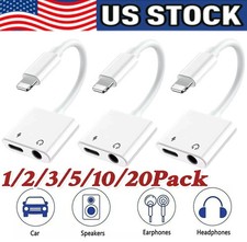 2in1 Dual Adapter 3.5mm Headphone  Charger For iPhone 14 13 12 11 XR 8 PLUS Lot