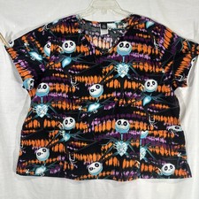 Disney The Nightmare Before Christmas Halloween Scrub Top Unisex 3XL Tie Dye