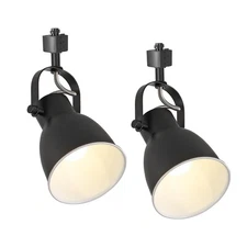 2 Pack H Track Lighting Heads E26 Track Light with Metal Shades,Black Track L...