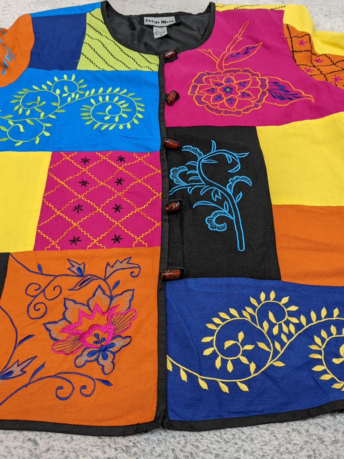 Indigo Moon Jacket Women’s 1X Patchwork Embroider… - image 3