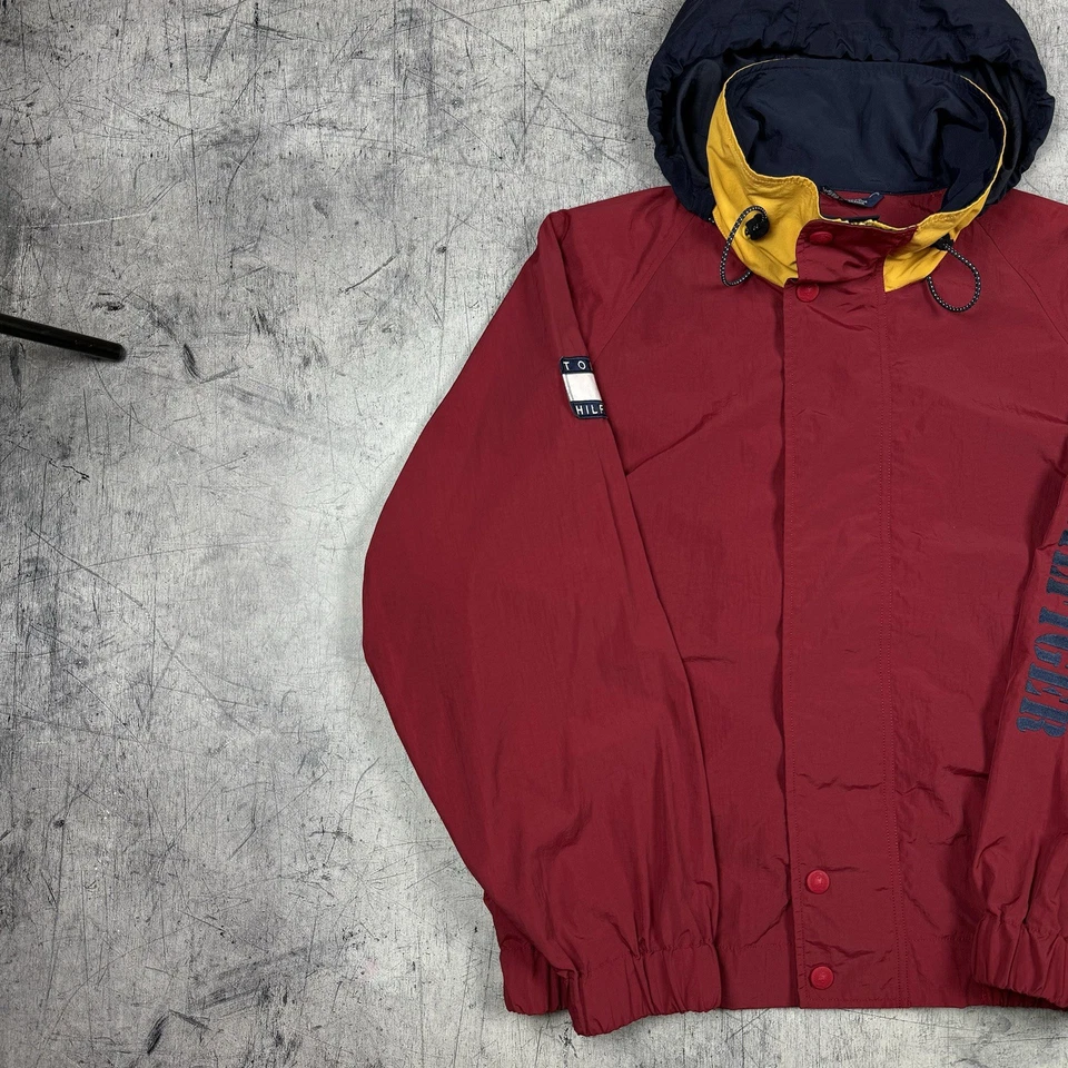 Tommy Hilfiger Nylon Vintage 90’s Spellout Red Men’s Jacket Windbreaker Size XL - Image 4 of 4