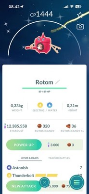 Pokémon Go - Shiny Rotom Wash - Trade 20K / 1 Million Stardust