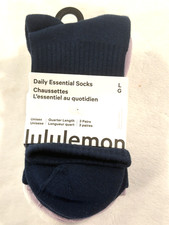 Lululemon Daily Essential Socks Size L Mens 8-10.5 Quarter High 3 Pairs