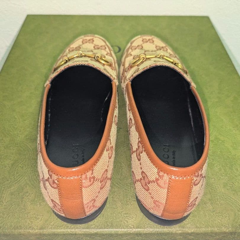GUCCI Women's Loafers Horsebit GG Canvas Beige Size:36/JP:23 147846K Authentic thumbnail 8