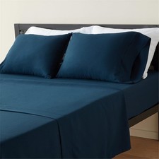 4-Piece Lightweight Super Soft Easy Care Microfiber Bed Sheet Set,King,Navy Blue