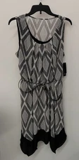 AB Studio Women's Black & White Size XL Belted & Patterned Dress