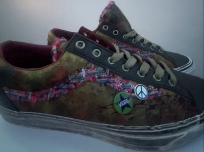 VANS Sk8-Mid Men's 11.5 Multicolor Cotton Sneakers Peace Symbol Star Lace-Up