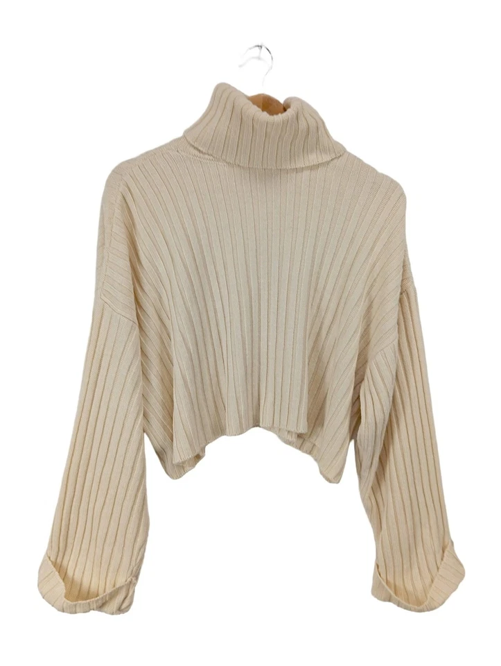 STRADIVARIUS Pull-over à col roulé Dames Pull T EU 36 crème style décontracté - Photo 2/4