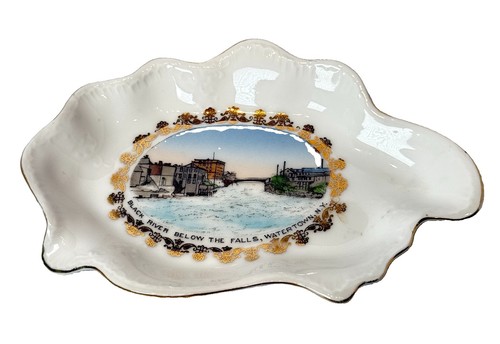 WATERTOWN NY NEW YORK Souvenir Porcelain BLACK RIVER Trinket ANTIQUE Dish