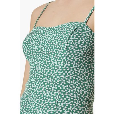 French Connection NWT Whisper Elao Print Mini Sundress in Fern Green-Size 6