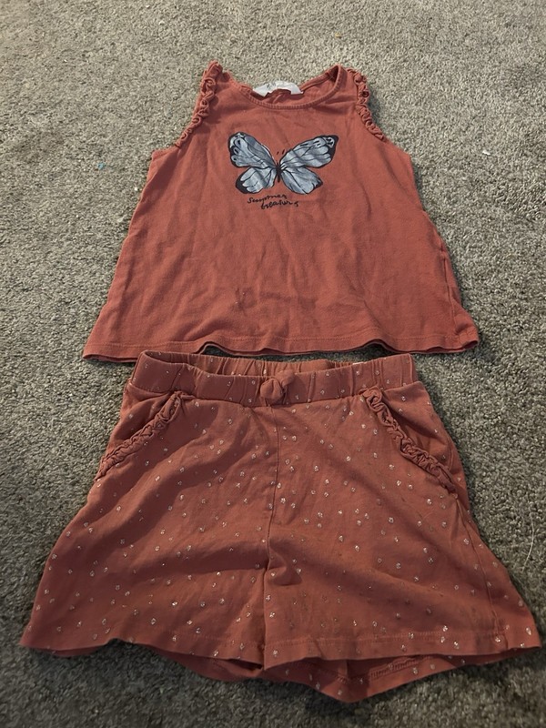 Girls Summertime Butterfly Outfit Size 6X  Tank And Short Set