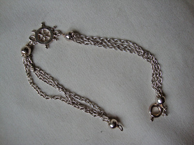 VTG 3D NAUTICAL HELM ANCHOR CHAIN 7'' STERLING SILVER STAMPED ITALY 925 BRACELET