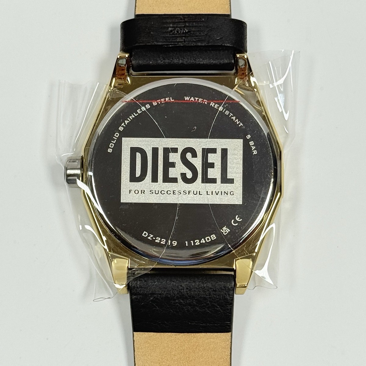 Diesel Scraper DZ2219 Silver Dial Black Leather Strap Men's Watch