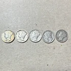 Mercury Dimes 10C Silver Lot of 5 Coins Circulated