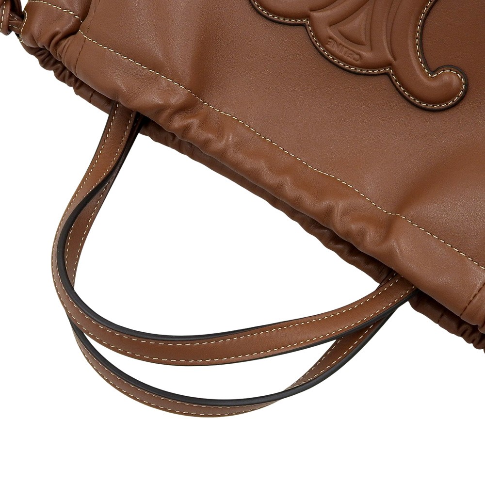 CELINE Triomphe Small Hippo Drawstring Cuir Shoulder Bag leather Brown image 5