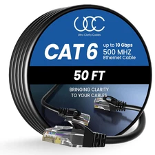 Cat 6 Ethernet Cable 50 Ft, Outdoor&Indoor 10Gbps Ethernet Cable, High Speed Cat
