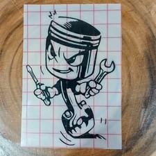 Cartoon Piston Mechanic Vinyl Decal Engine Rod Character Sticker Car Window Gear Cartoon Piston Mechanic Vinyl Decal Engine Rod Character Sticker Car Window Gear