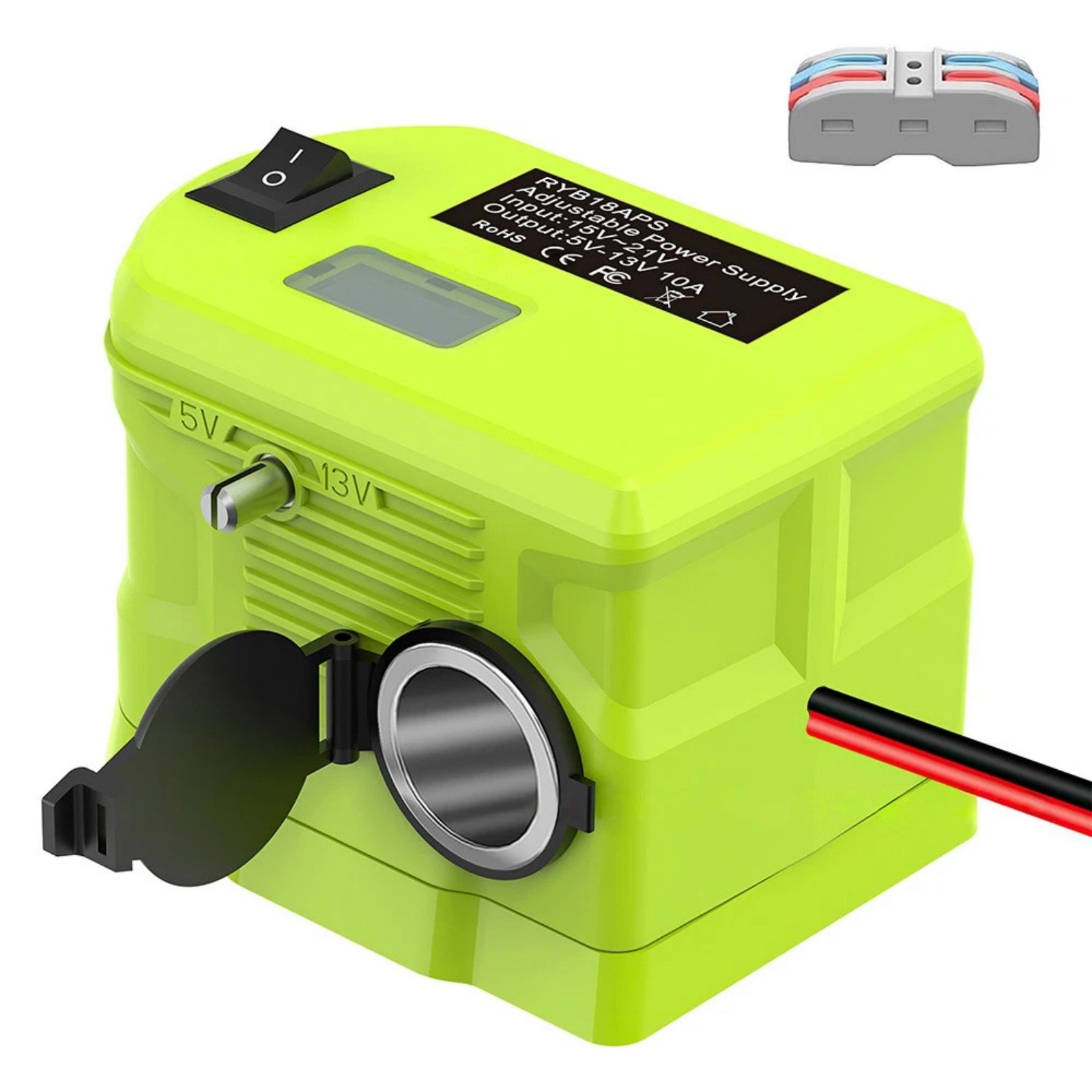 Step Down Voltage Adapter For Ryobi 18V Batteries Green Plastic Metal Housing