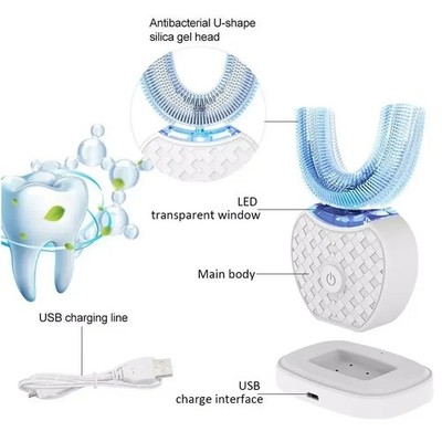 Ultrasonic Electric Toothbrush Adult,Automatic Toothbrush U-Shape Full Mouth 360