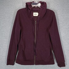 UGG Sweatshirt Womens Medium Purple Full Zip Hoodie Funnel Neck Fleece Lined