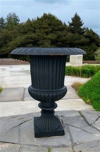 39" Tall Cast Iron Fluted Urn, Flower Pot Planter, Garden Patio Yard Art B2