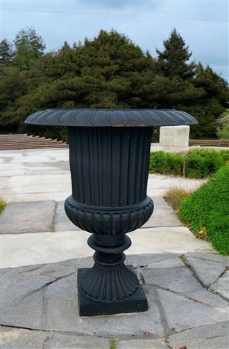 39" Tall Cast Iron Fluted Urn, Flower Pot Planter, Garden Patio Yard Art B2