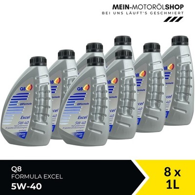 Q8 Formula Excel 5W-40 MB 229.3 VW 502 00 API SN Motoröl 8x1 Liter = 8 Liter