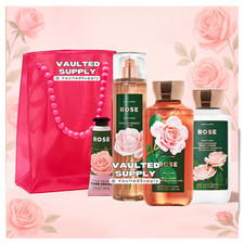 Bath Body Works ROSE Gift Set 4 Piece Gift Bag Valentine Self-Care Set