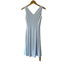 OGL ponte V-neck A-line Dress XS blue air *no pads* NWT